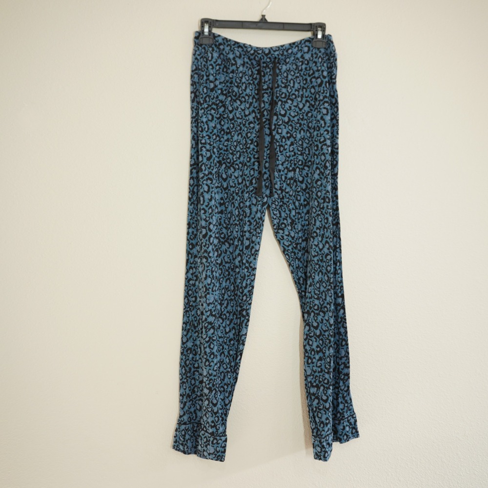 Soma Size Small Pajama Pants Blue Leopard Print Sleepwear Lounge Pockets